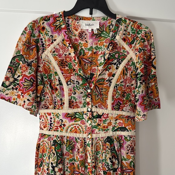 BA&SH Benja Paisley Colorful Multicolor Maxi Dress Womens size XSMALL - Picture 4 of 12